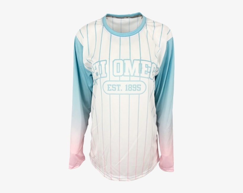 Chi Omega Custom Ombre Baseball Tee - Long-sleeved T-shirt, transparent png