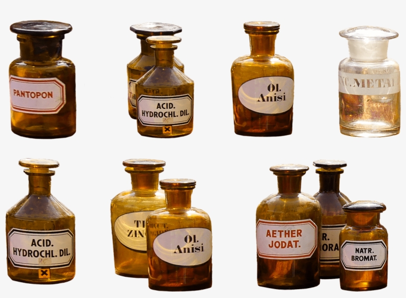 Miscellaneous - Old Chemistry Bottles, transparent png