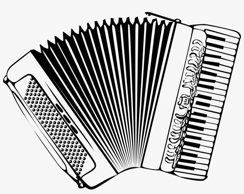 Black And White Accordion Instrument Vector Clip Art - Accordion, transparent png