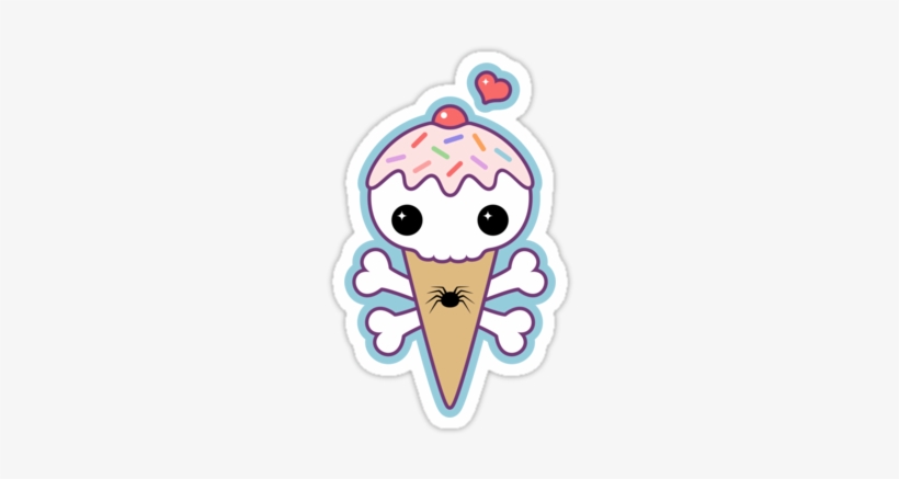 Super Cute Skull And Crossbones Ice Cream Cone Vinyl - Cartoon, transparent png