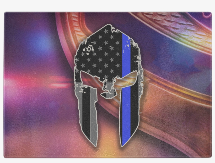 Spartan Helmet Thin Blue Line Flag Cutting Board - Revolver, transparent png