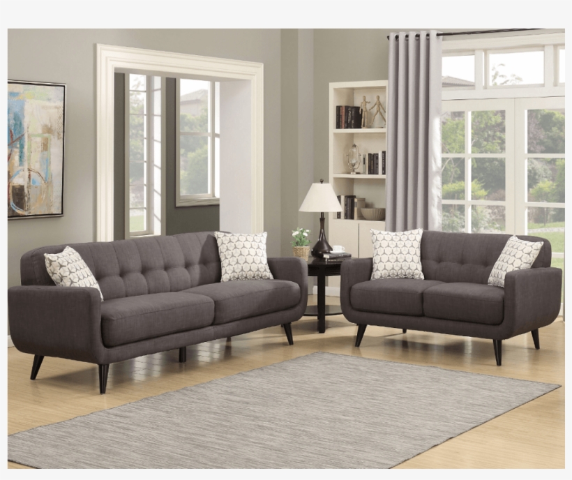 Ac Pacific, Ac Pacific Charcoal Gray 2pc Set Crystal - Mid Century Modern Living Room Set, transparent png