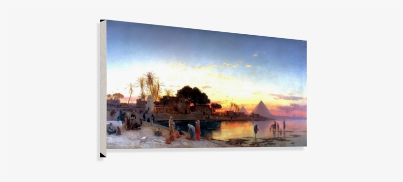 Landscape On The Nile With The Pyramids In The Back - Giclee Painting: Corrodi's Art Print: Herman David, transparent png