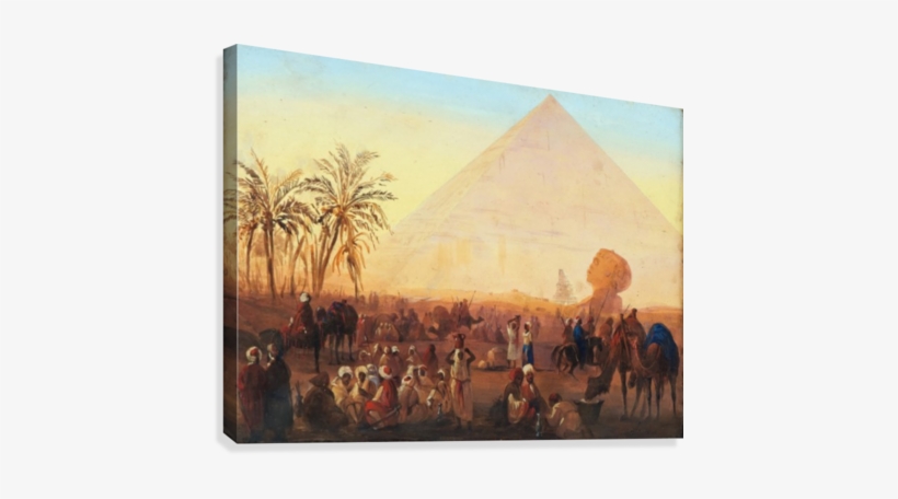Caravan Having A Break At The Pyramids Canvas Print - Desert Caravan Art, transparent png