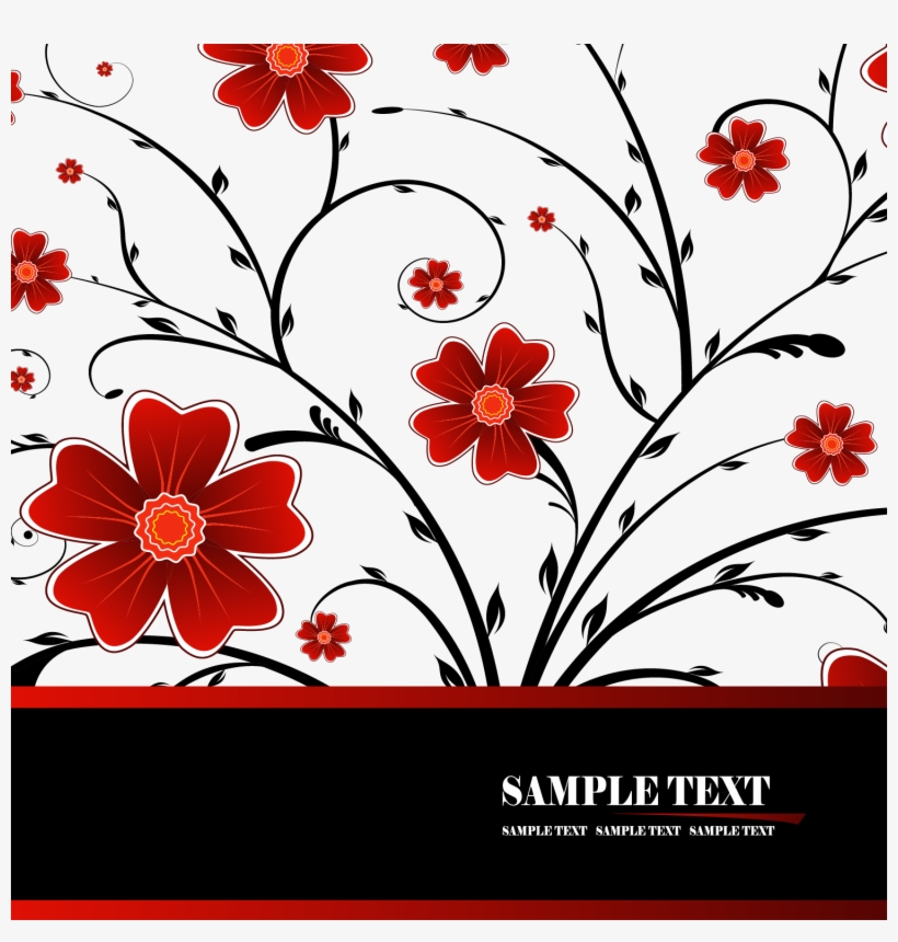 Floral Background Vector Graphics - Flower Wall Mural - Red Flowers, transparent png
