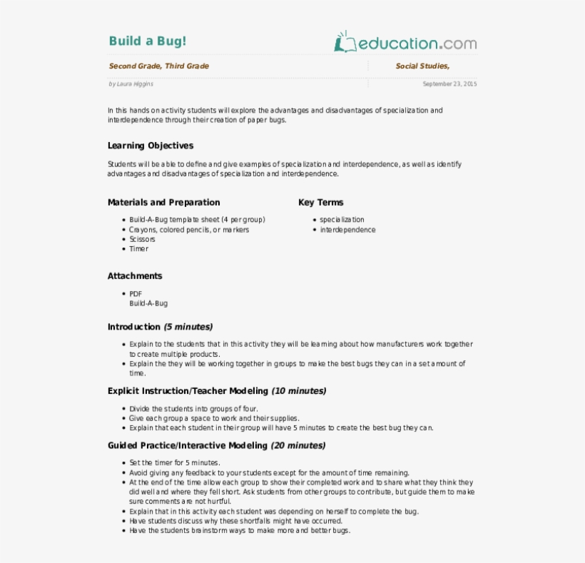 Build A Bug - Lesson Plan In Social Studies, transparent png
