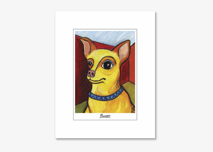 Chihuahua Pawcasso Matted Print - Chihuahua, transparent png