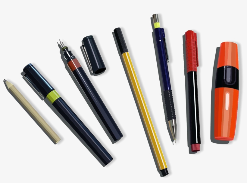 Original Watercolor & Ink - Pens And Pencils Png, transparent png