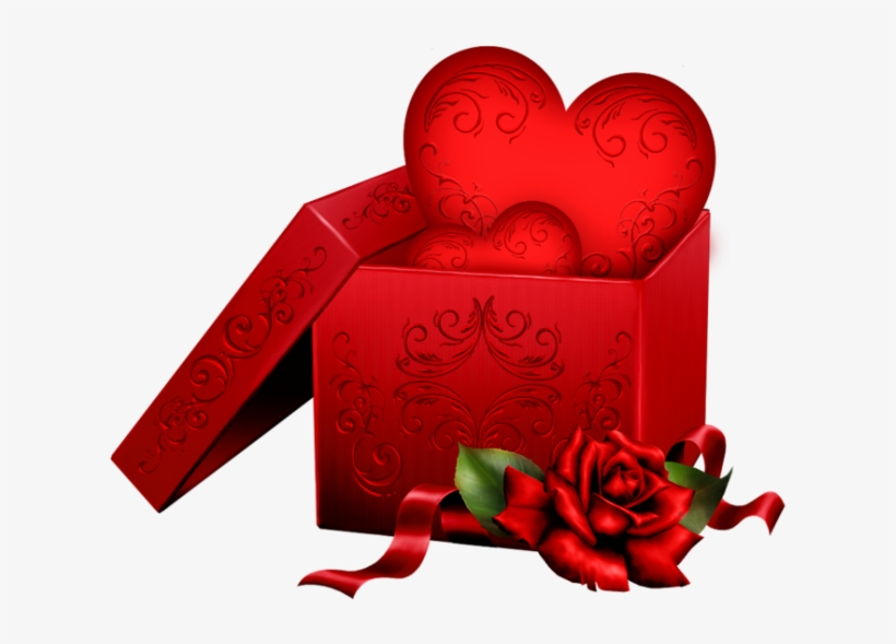 Heart With Gift Box - Valentines Day Roses Png, transparent png