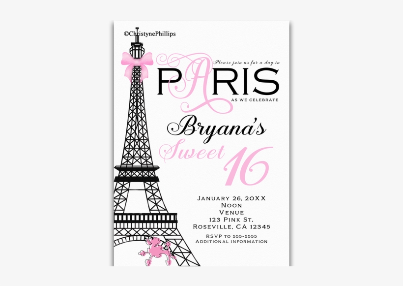 Paris Pink & Black Elegant Chic Birthday Party Invitations - Paris Notebook & Journal. Productivity Work Planner, transparent png
