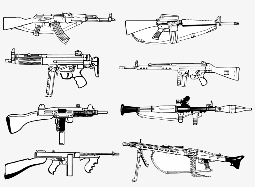 Firearm Weapon Ak 47 Machine Gun - Machine Gun Vector, transparent png