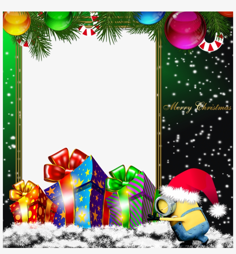 Merry Christmas Green Png Minion Photo Frame - Christmas Gift Postcard Post Card, transparent png