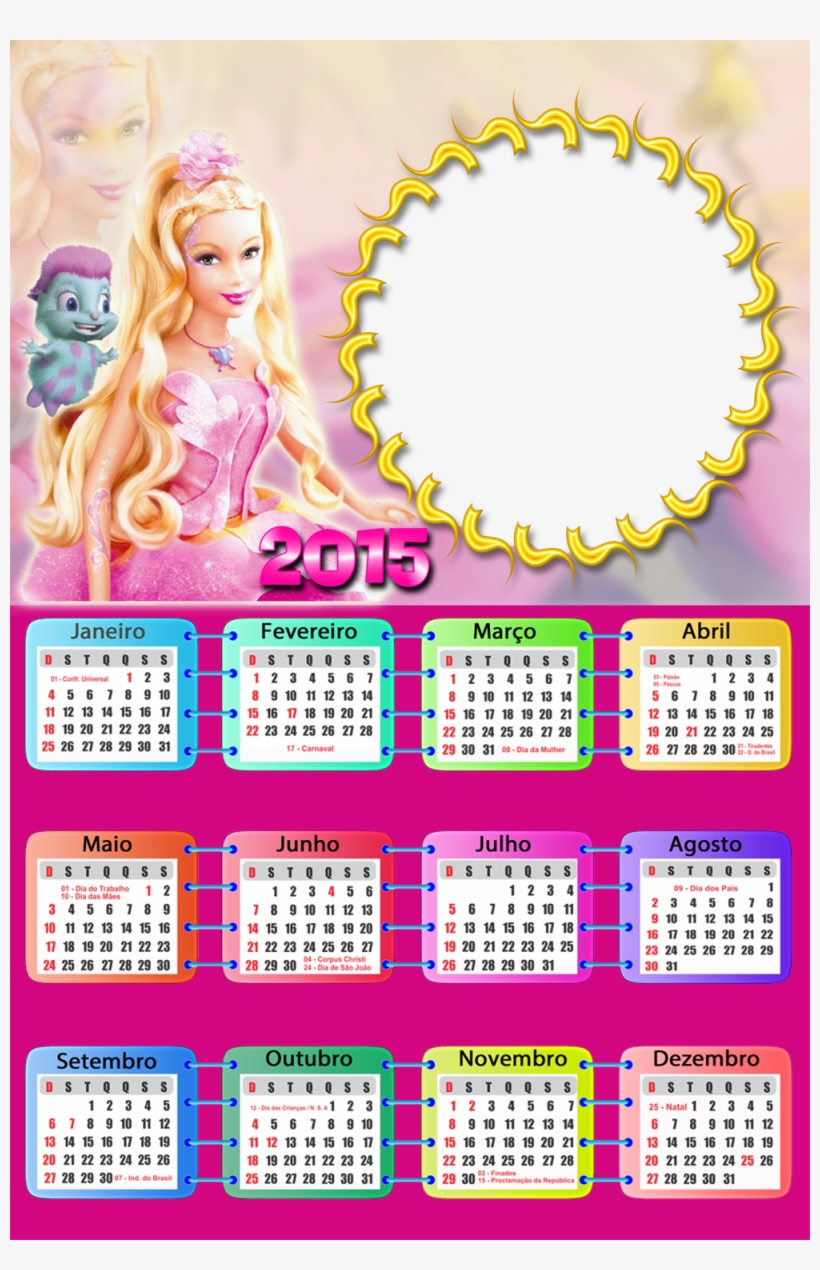 Moldura Barbie 2015 - Calendar, transparent png