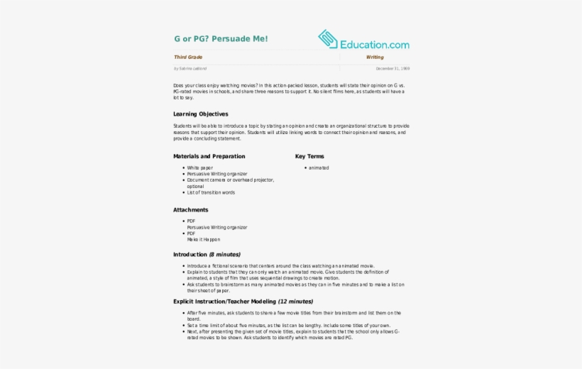 G Or Pg Persuade Me - Lesson Plan, transparent png