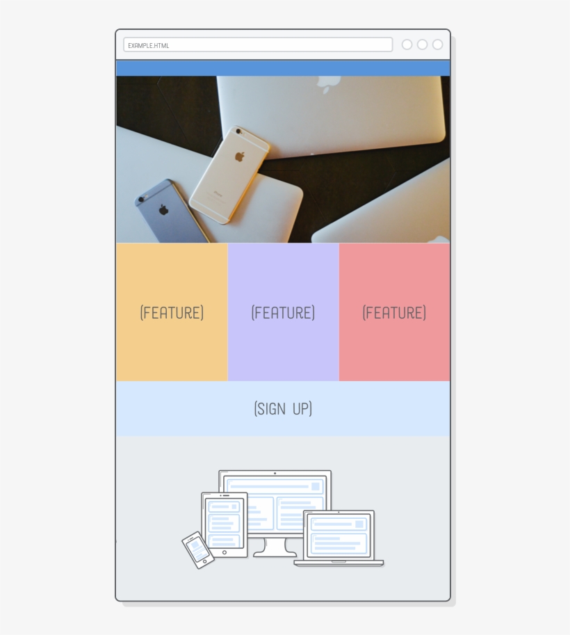 Web Page With Large Photo In Header And Line Art Illustration - Illustration, transparent png