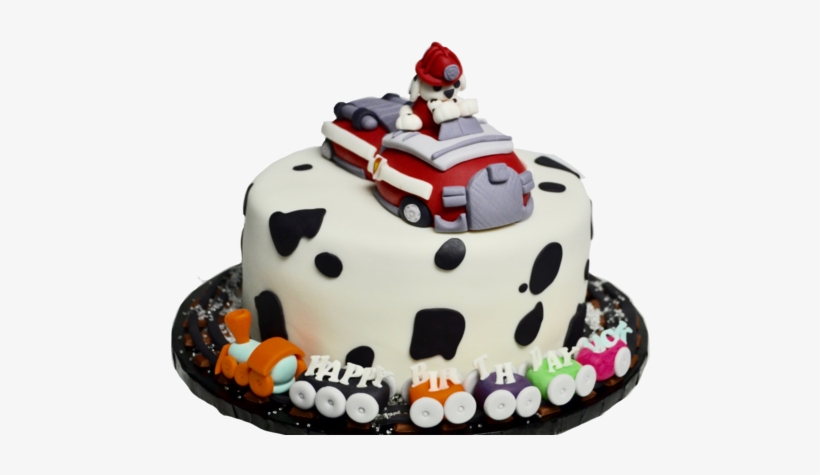 Marshall Paw Patrol Cake With Fire Truck And Train - Cake, transparent png