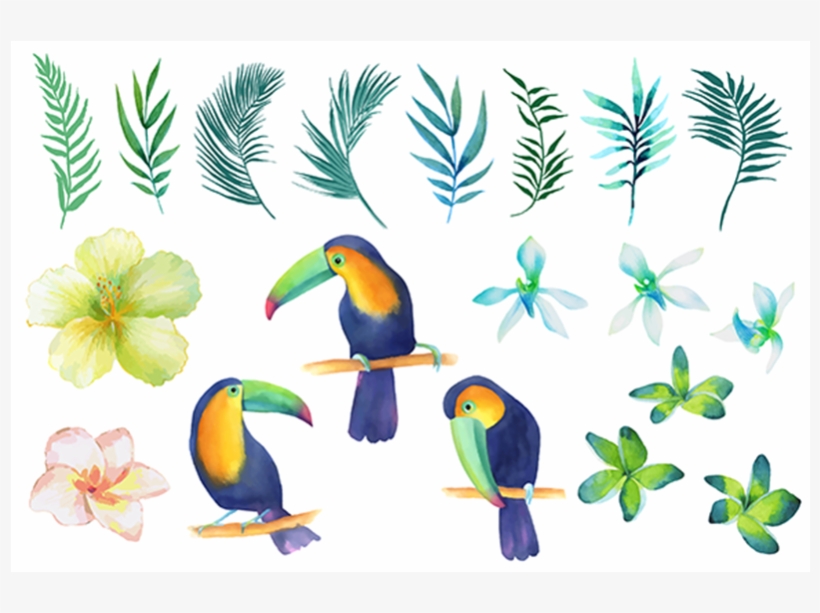 Birds And Leaves Elements S689 - Clip Art, transparent png