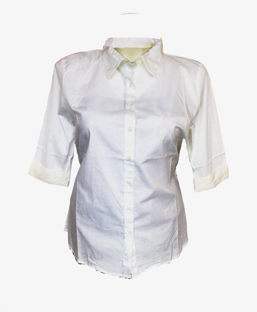 Stretch Button Up Cotton Blouse White - Blouse, transparent png