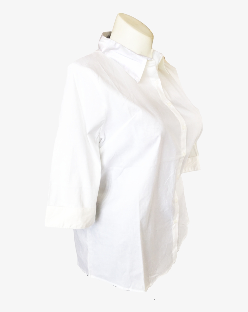 Stretch Button Up Cotton Blouse White - Blouse, transparent png