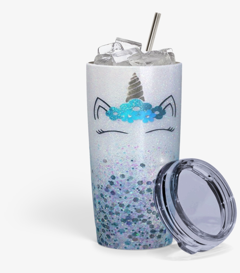 Glitter Enamel Unicorn Stainless Tumbler - Tumbler, transparent png