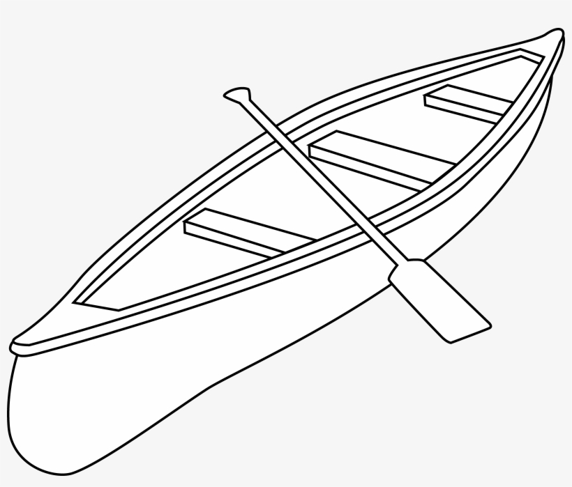 Free Canoe Clip Art Black And White Outline - Canoe Clipart Black And White, transparent png