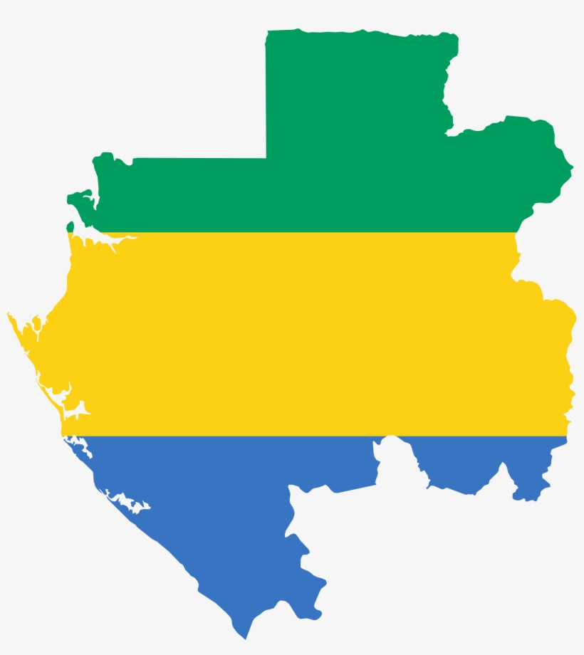 Gabon - Gabon Map With Flag, transparent png