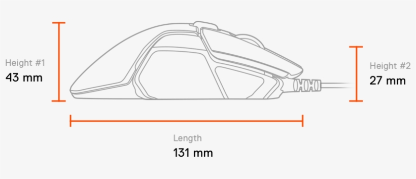 Measurements - Steelseries Rival 110, transparent png