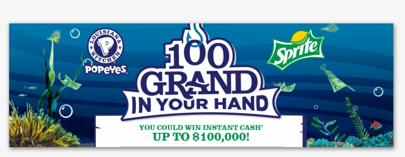Sprite And Popeyes 100 Grand In Your Hand 2017 Instant - Sprite Zero Diet Soft Drinks, transparent png