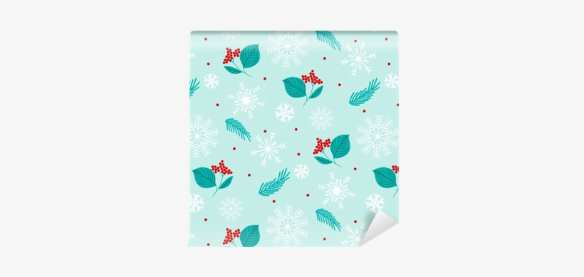 Christmas Winter Pattern With Flower And Snowflakes - Illustration, transparent png