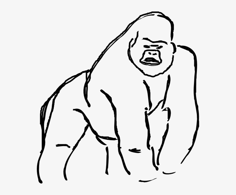 Gorilla Clip Art Cartoon - Gorilla Line Art, transparent png