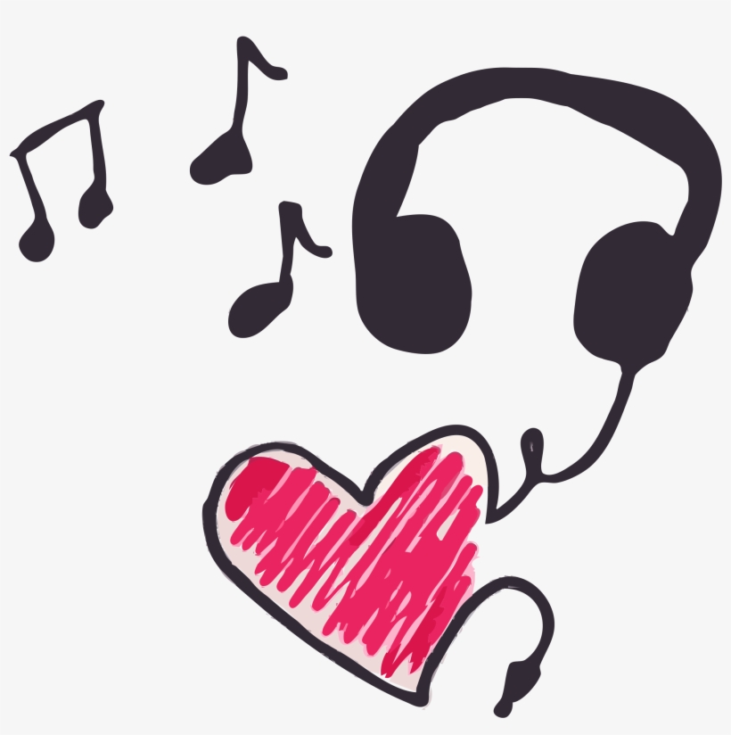Transparent Headphones Cartoon Music - Music Heart, transparent png