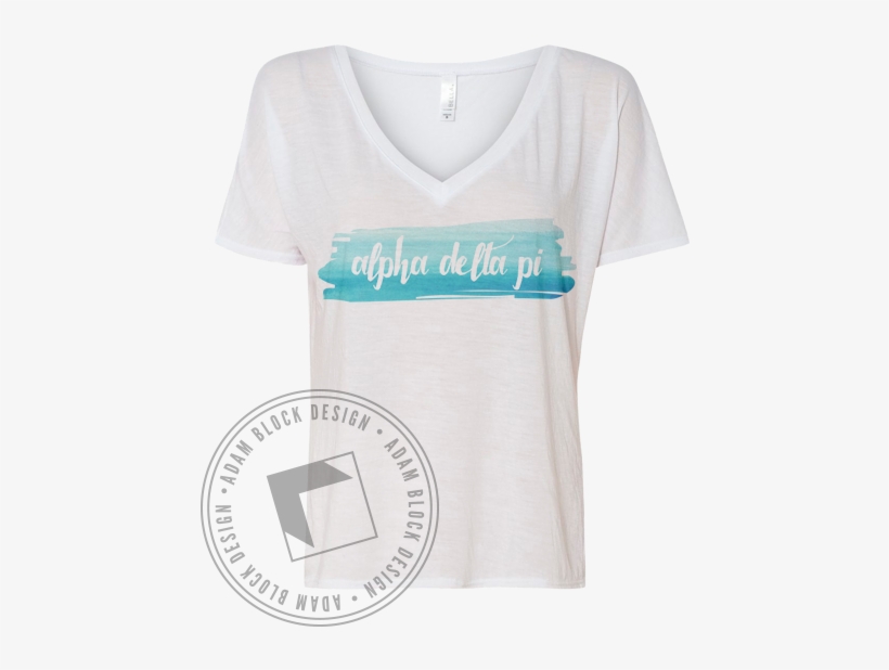 Alpha Delta Pi Watercolor Vneck Tshirt By Adam Block - Kappa Delta American Flag Tank, transparent png