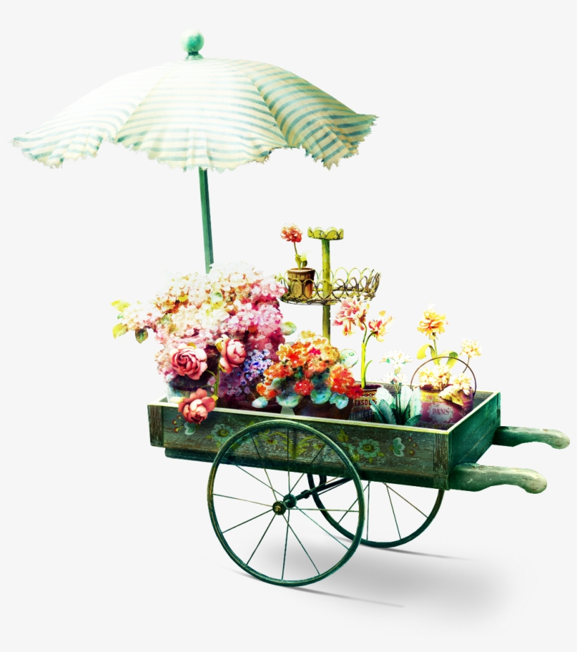 Ftestickers Watercolor Flowers Wagon Vintage - Flower, transparent png