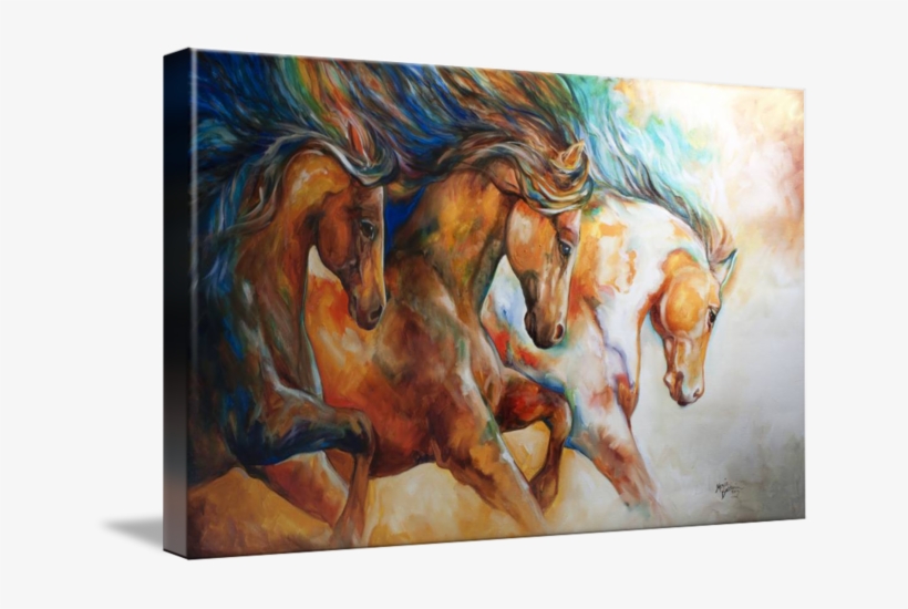 "wild Trio Run Mustangs" By Marcia Baldwin, Wesley - Gallery-wrapped Canvas Art Print 32 X 19 Entitled Wild, transparent png