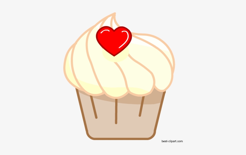 Free Vanilla Cupcake With A Heat, Png Clipart - Portable Network Graphics, transparent png