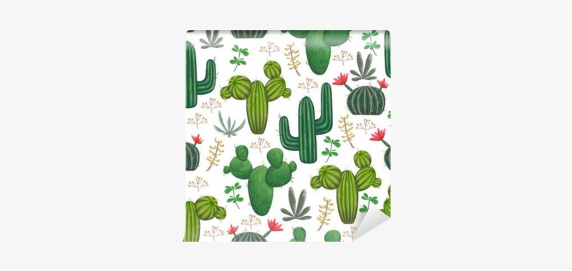 Seamless Pattern With, Cacti, Succulents And Floral - Papier Peint Cactus, transparent png