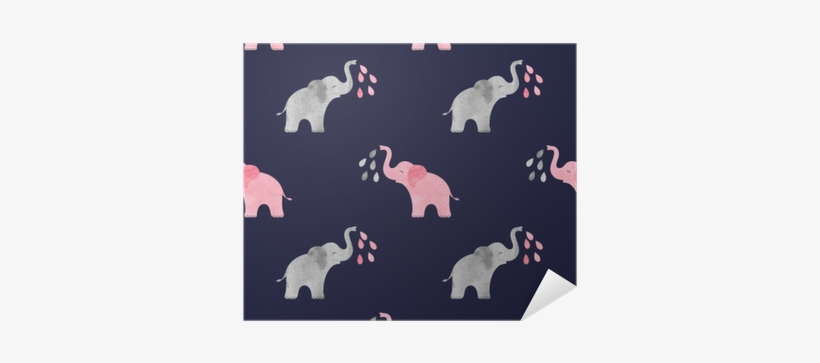 Cute Watercolor Elephants Pattern - Watercolor Painting, transparent png