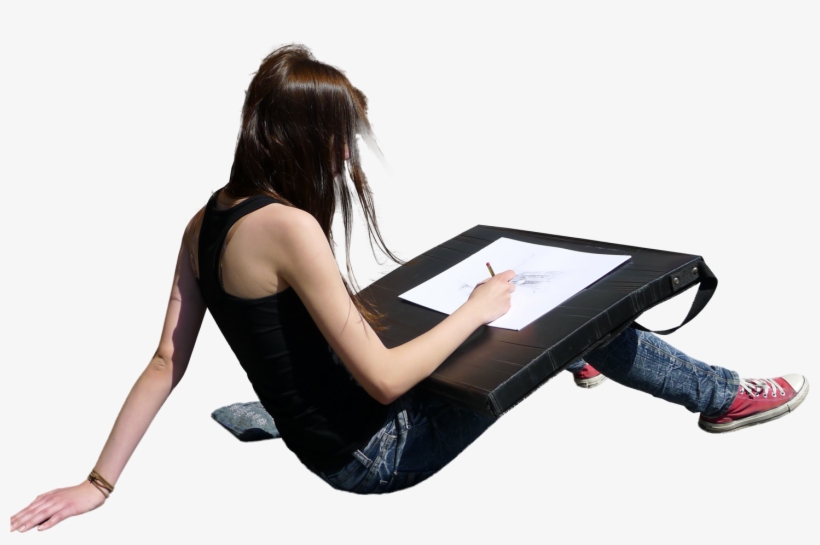 Girlsittingdrawing - Sitting, transparent png