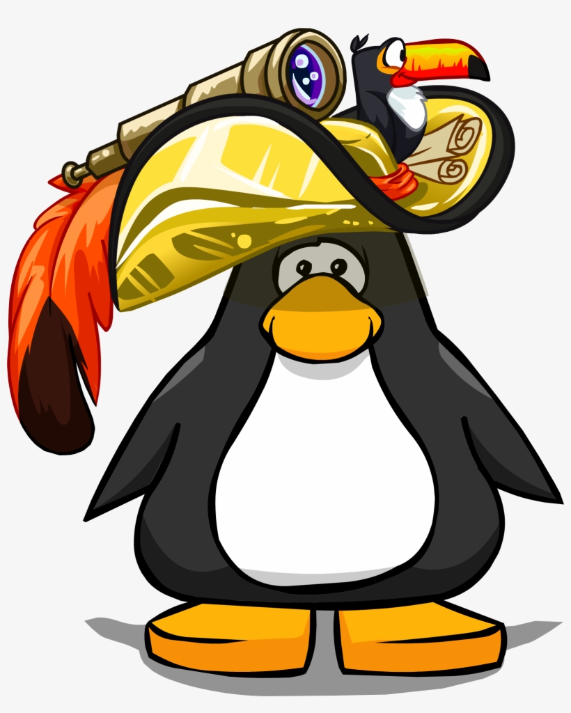 Golden Pirate Hat On A Player Card - Club Penguin With Glasses, transparent png