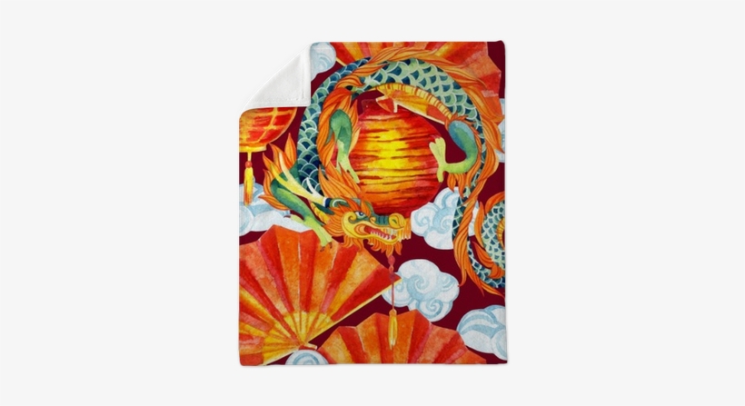 Chinese Dragon Watercolor Seamless Pattern - Watercolor Painting, transparent png