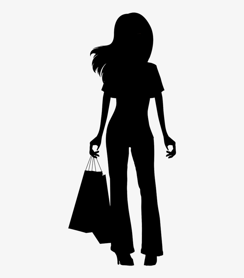 Girl Shopping Silhouette - Girl Shopping Silhouette Png, transparent png