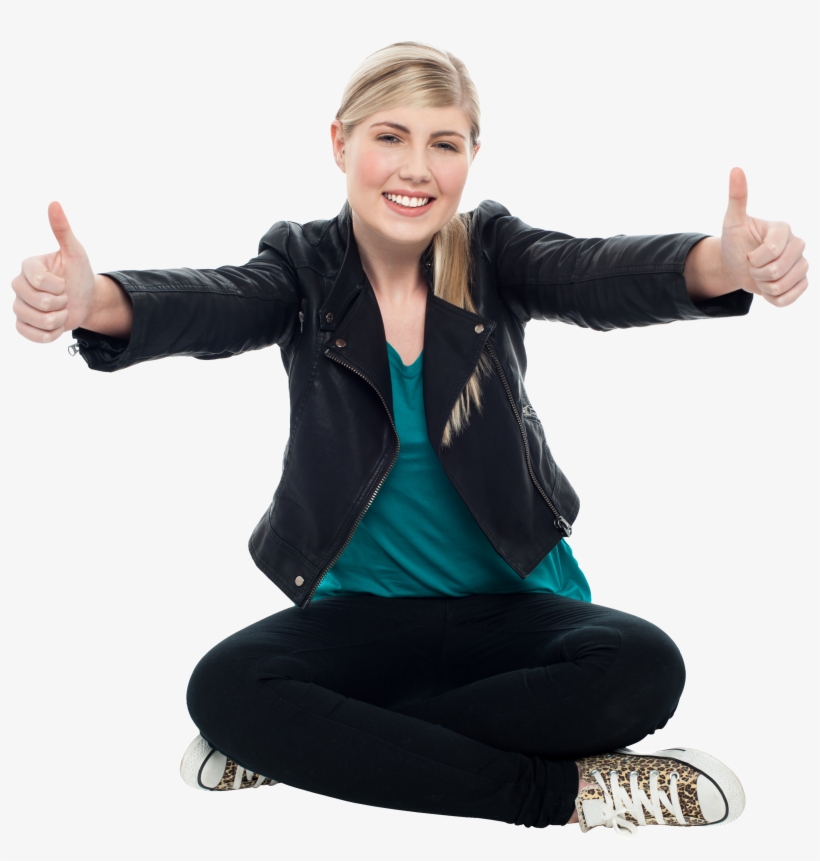 Free Png Women Pointing Thumbs Up Png Images Transparent - Sitting, transparent png