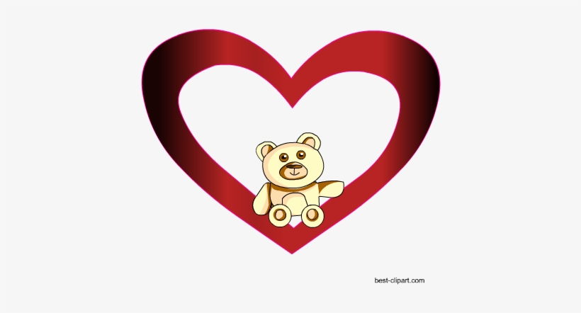 Teddy Bear Sitting In Heart, Free Png Clipart - Teddy Bear Inside Heart, transparent png