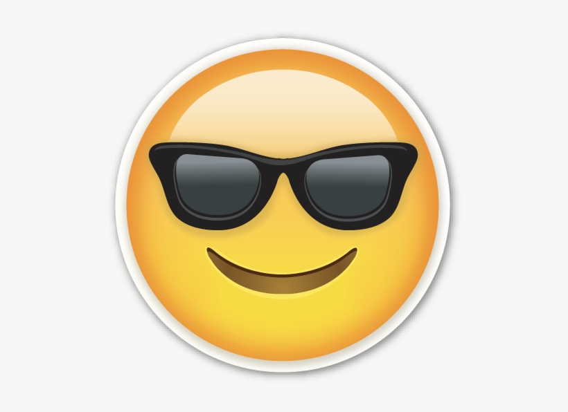Smiling Face With Sunglasses Cool Emoji Png - Idecoz Emoji Reusable Large Vinyl Decal Sticker Skin, transparent png