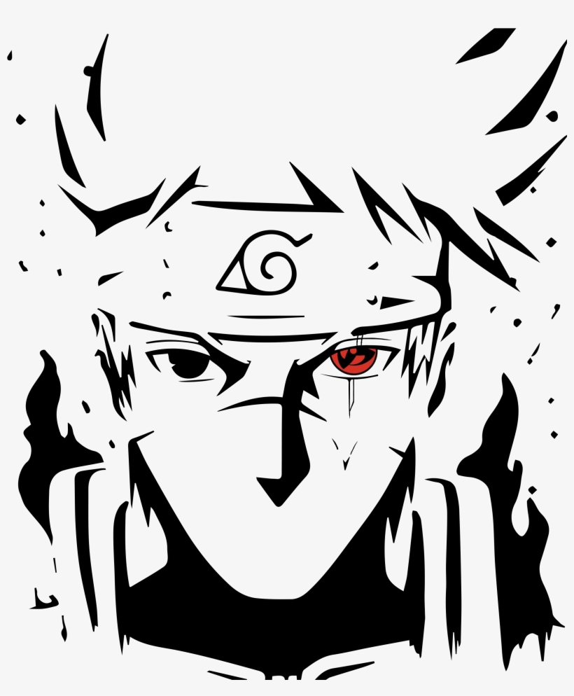 Dessin Kakashi Noir Et Blanc Kakashi Epic Artwork T - Naruto Black And White - 3000x3000 PNG