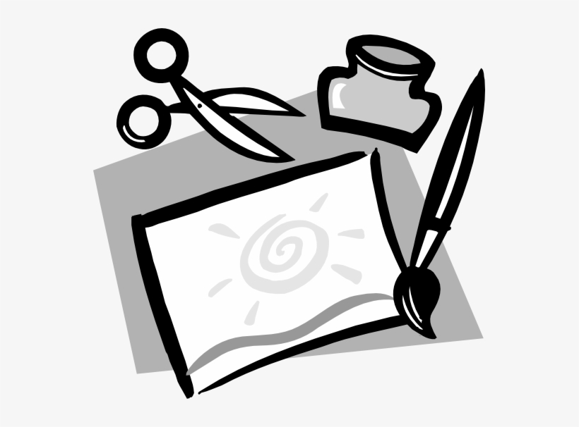 Scissors Clipart Glue - Scissors And Glue Clipart Black And White, transparent png
