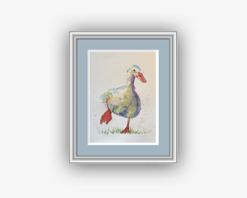 A Charming Watercolour Of This Cute Duck Caught Waddling - Watercolor Painting, transparent png