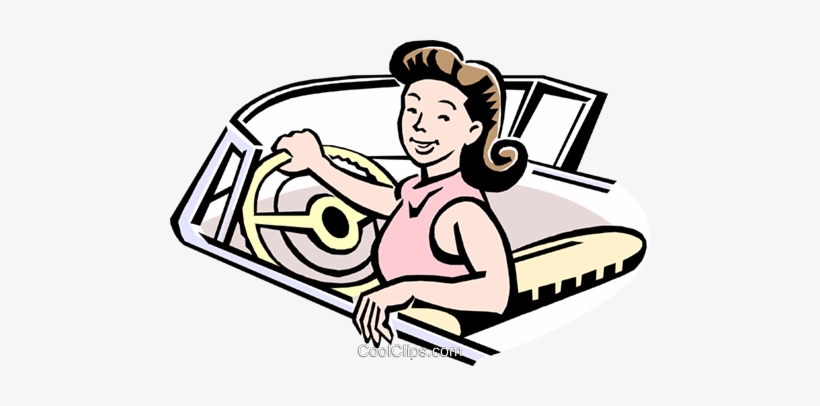 Woman Driving Car Royalty Free Vector Clip Art Illustration - Desenho De Uma Mulher Dirigindo, transparent png