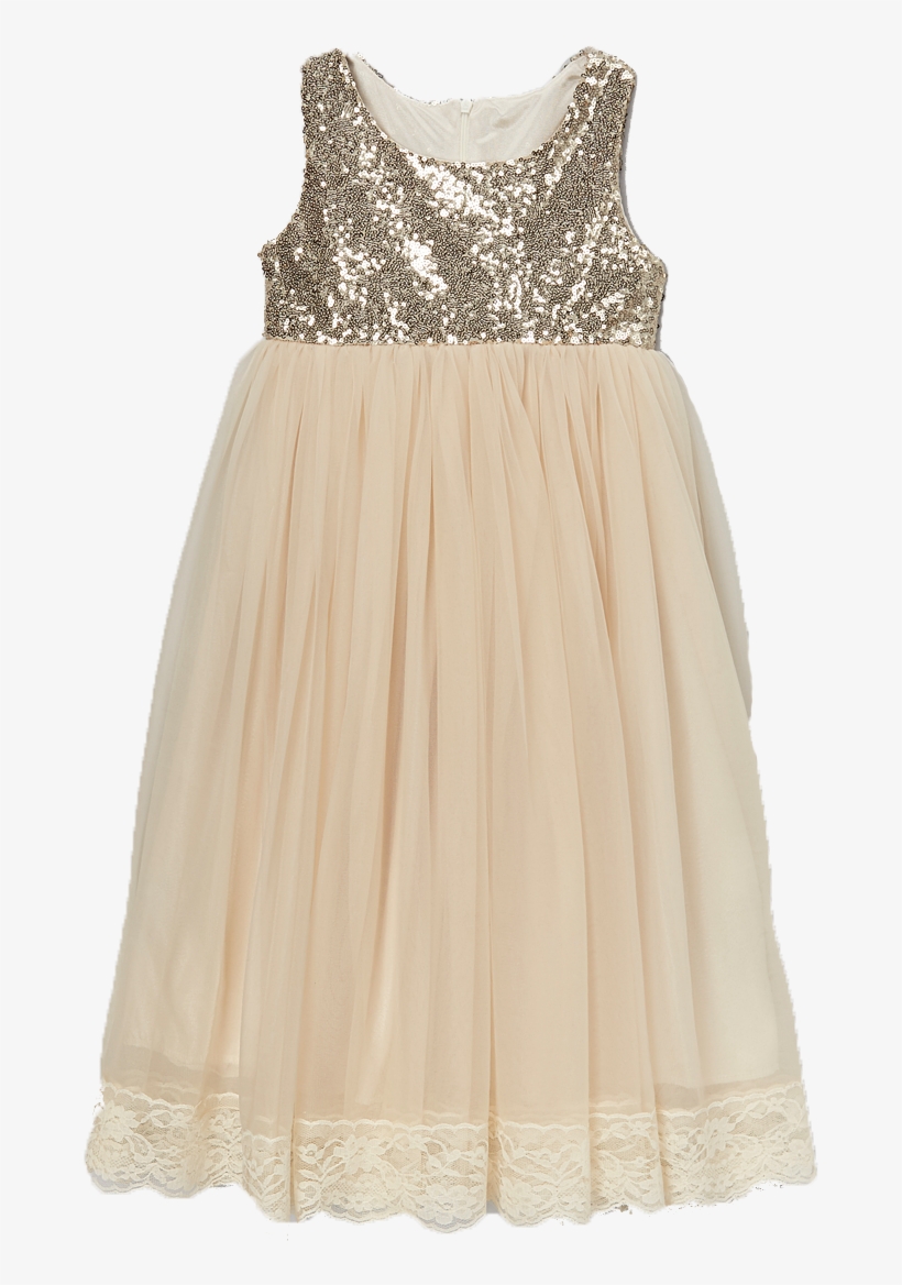 Sequined Glitter Chiffon Ivory Dress - Dress, transparent png