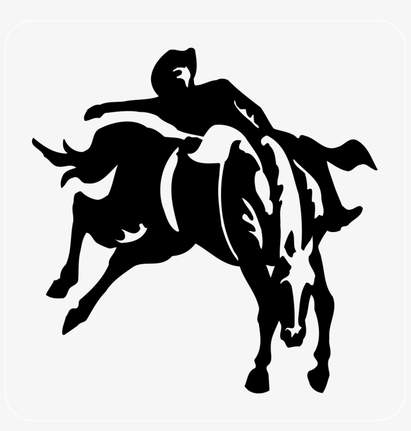 Broncos Horse Png Download - Black And White Bronc Rider, transparent png